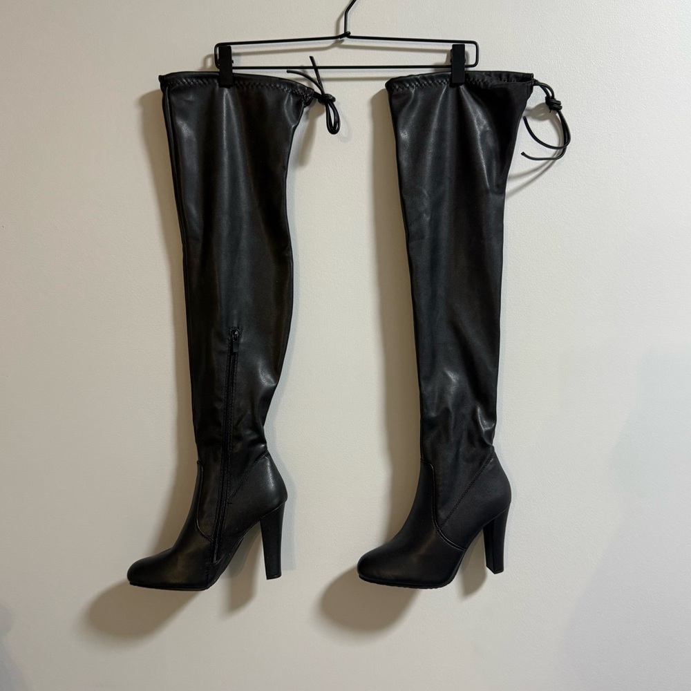Windsor Black Over-the-Knee Heeled Boots